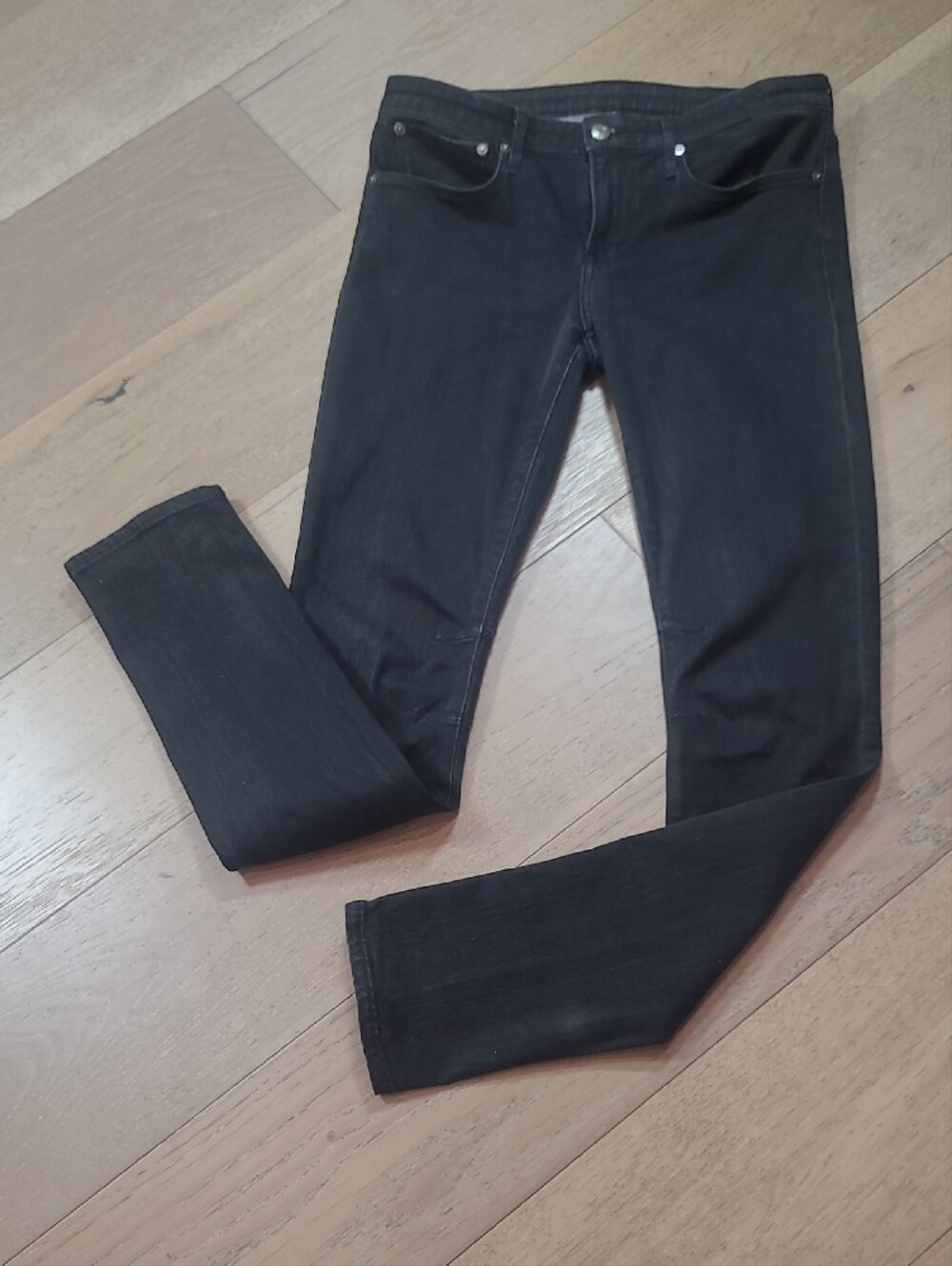 Helmut Lang Jeans Women's sz 30 Black Mid Rise Skinny Leg Denim Jean